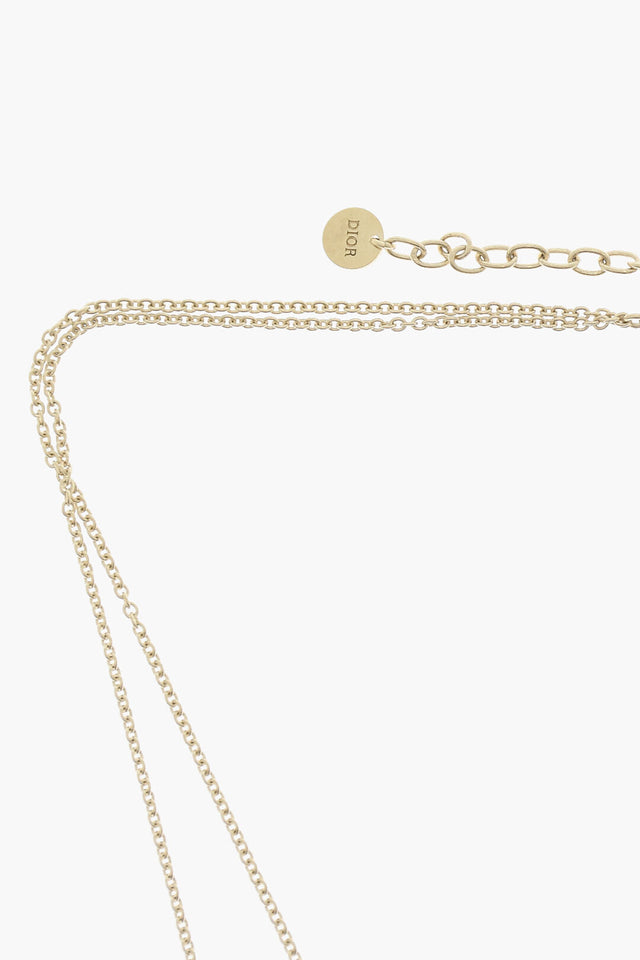 Dior Golden Effect Brass Jardin D'hiver Long Necklace With Pendan