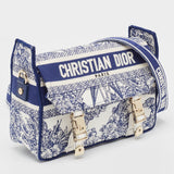 Dior Navy Blue/white Embroidery Canvas Diorcamp Bag