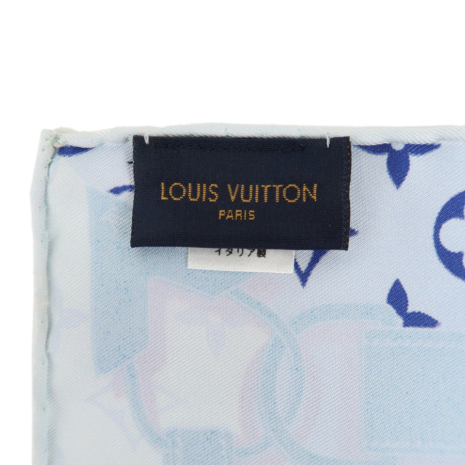 Louis Vuitton Monogram Confidential Silk 100% Scarf Blue M76347