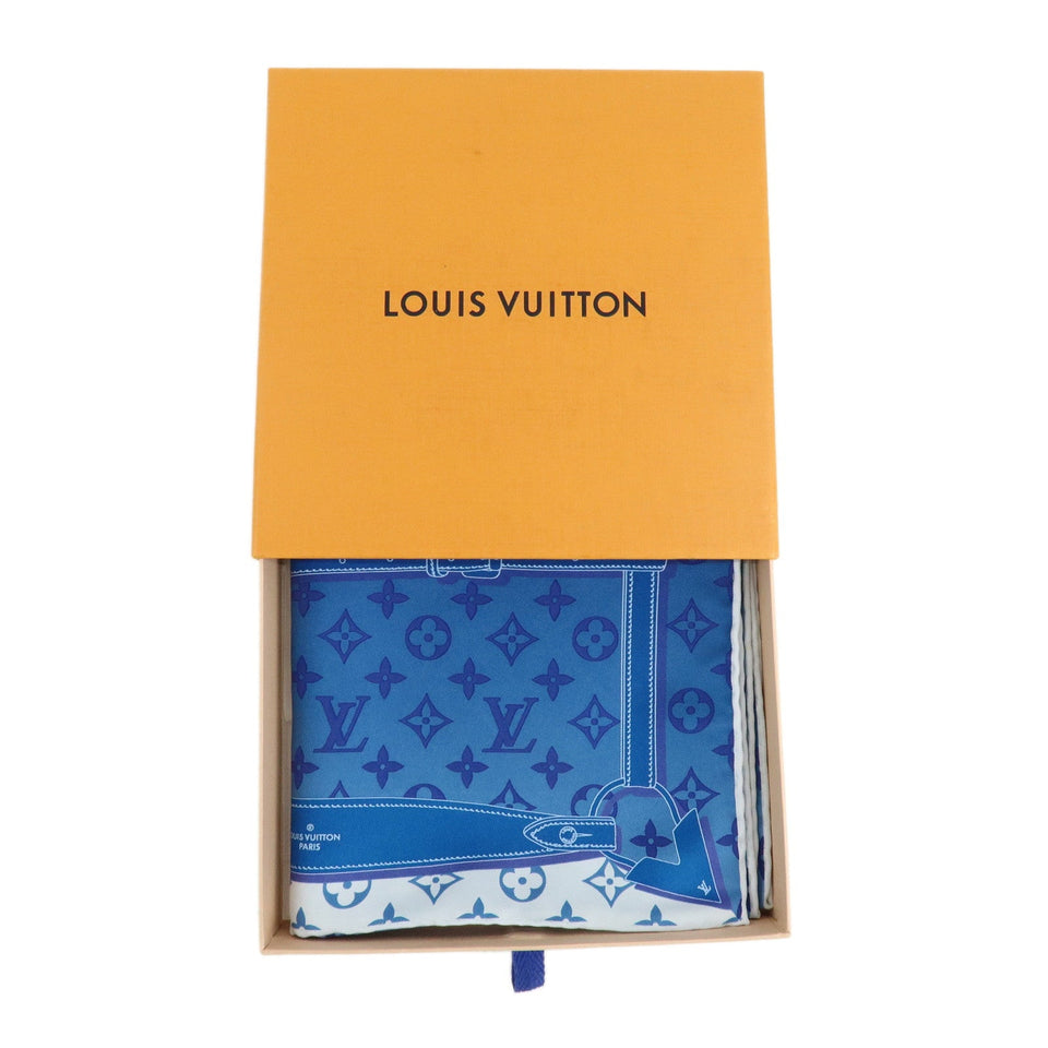 Louis Vuitton Monogram Confidential Silk 100% Scarf Blue M76347