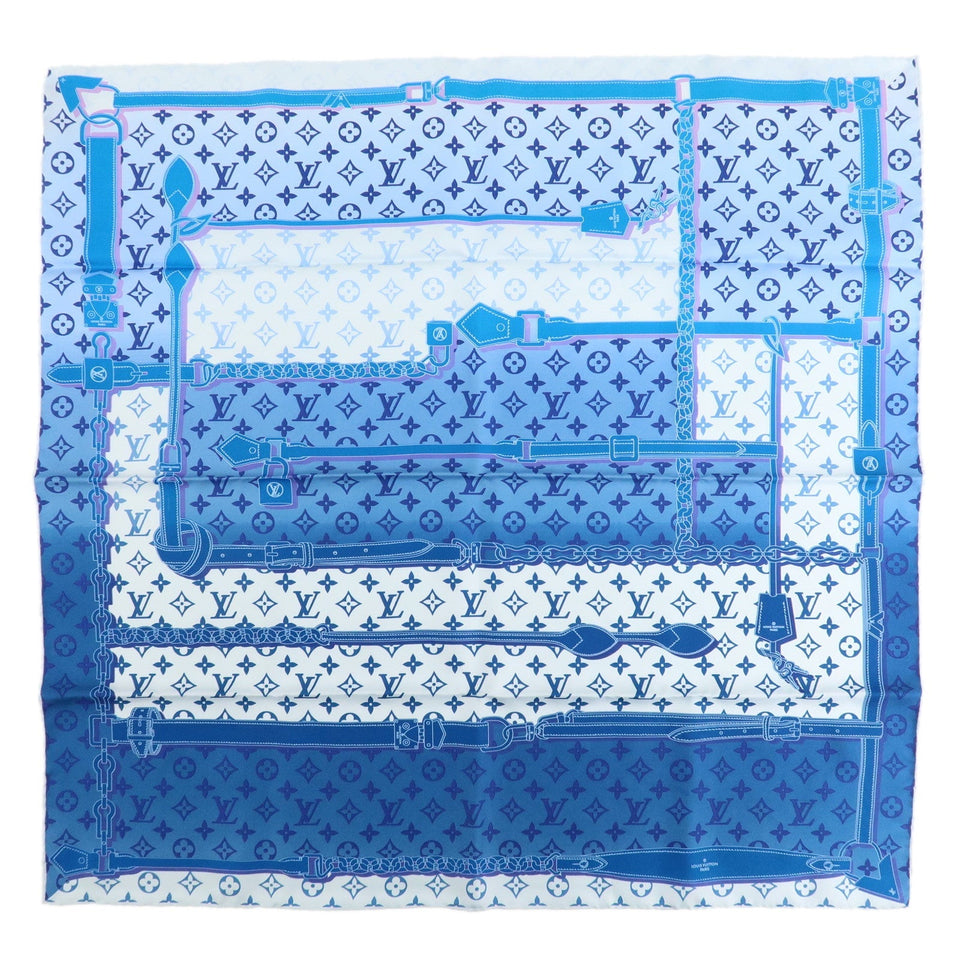 Louis Vuitton Monogram Confidential Silk 100% Scarf Blue M76347