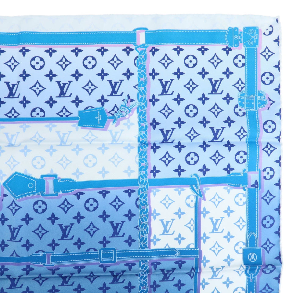 Louis Vuitton Monogram Confidential Silk 100% Scarf Blue M76347