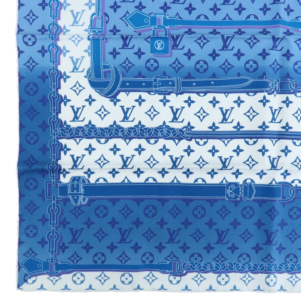 Louis Vuitton Monogram Confidential Silk 100% Scarf Blue M76347