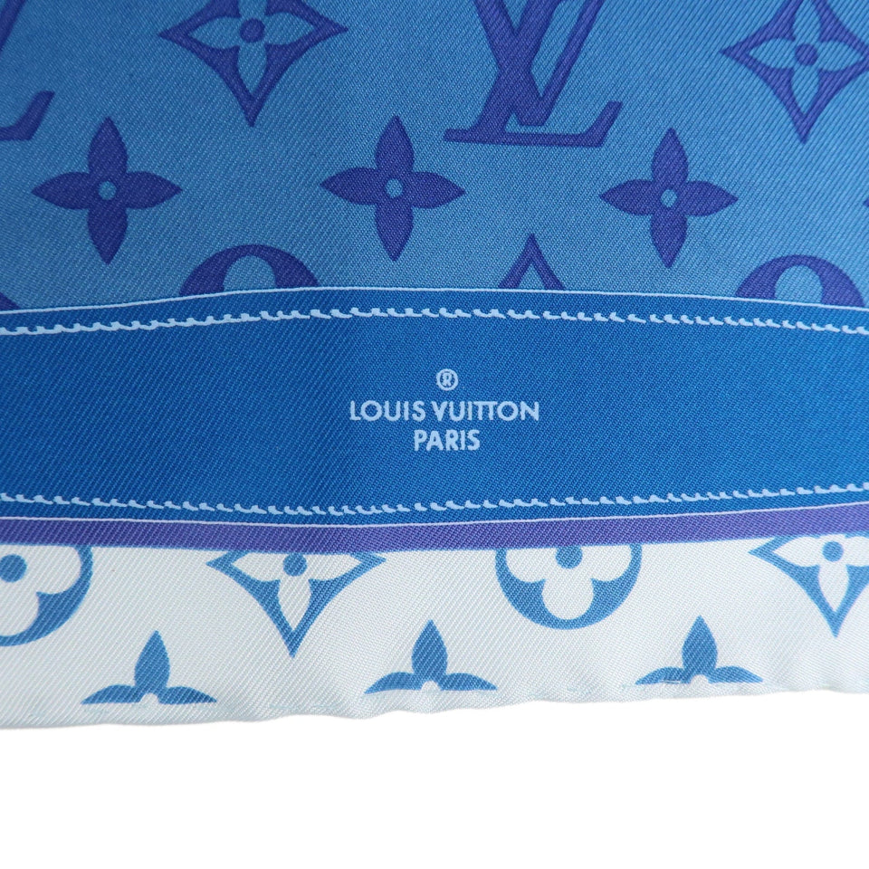 Louis Vuitton Monogram Confidential Silk 100% Scarf Blue M76347