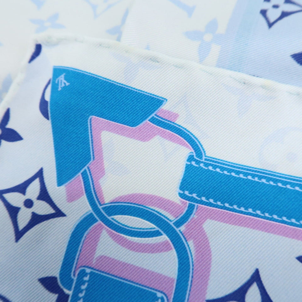 Louis Vuitton Monogram Confidential Silk 100% Scarf Blue M76347
