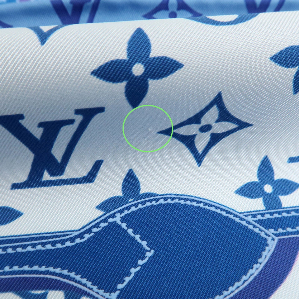 Louis Vuitton Monogram Confidential Silk 100% Scarf Blue M76347