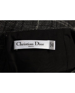 Dior Plaid Pencil Midi Skirt in Grey Wool