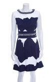 Chanel Navy & White Folded Detail Dress SZ 36