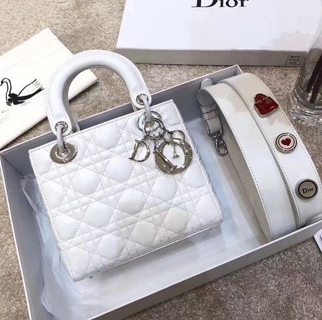 Dior Medium Lady Dior Bag In White Ultra Matte Calfskin