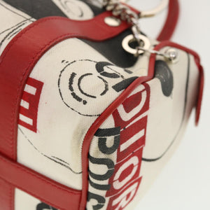 CHRISTIAN DIOR Hardcore Boston Bag Canvas White Red BO B 0024  39290