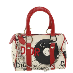 CHRISTIAN DIOR Hardcore Boston Bag Canvas White Red BO B 0024  39290