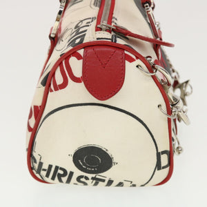 CHRISTIAN DIOR Hardcore Boston Bag Canvas White Red BO B 0024  39290