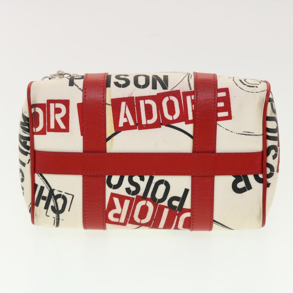 CHRISTIAN DIOR Hardcore Boston Bag Canvas White Red BO B 0024  39290