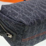 CHRISTIAN DIOR Trotter Canvas Flight Shoulder Bag Navy Orange  39354A