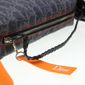 CHRISTIAN DIOR Trotter Canvas Flight Shoulder Bag Navy Orange  39354A