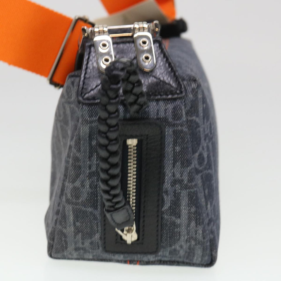 CHRISTIAN DIOR Trotter Canvas Flight Shoulder Bag Navy Orange  39354A