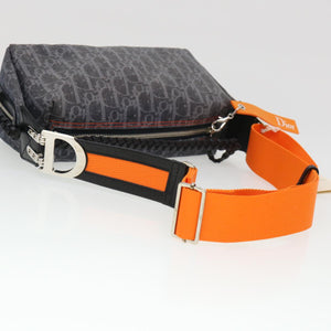 CHRISTIAN DIOR Trotter Canvas Flight Shoulder Bag Navy Orange  39354A