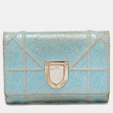 Blue Crinkled Leather Diorama Trifold Wallet