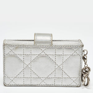 Dior Silver Cannage Leather Lady Dior 5 Gusset Card Holder..