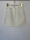 Prada White Denim Mini Skirt With Back Pocket Logo Detail Size IT 36 (UK 4)