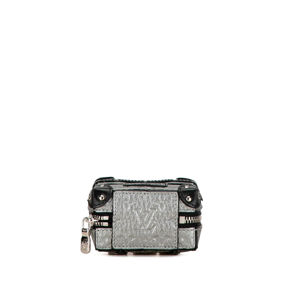 Silver Louis Vuitton Monogram Taurillon Soft Trunk Bag Charm and Key Holder
