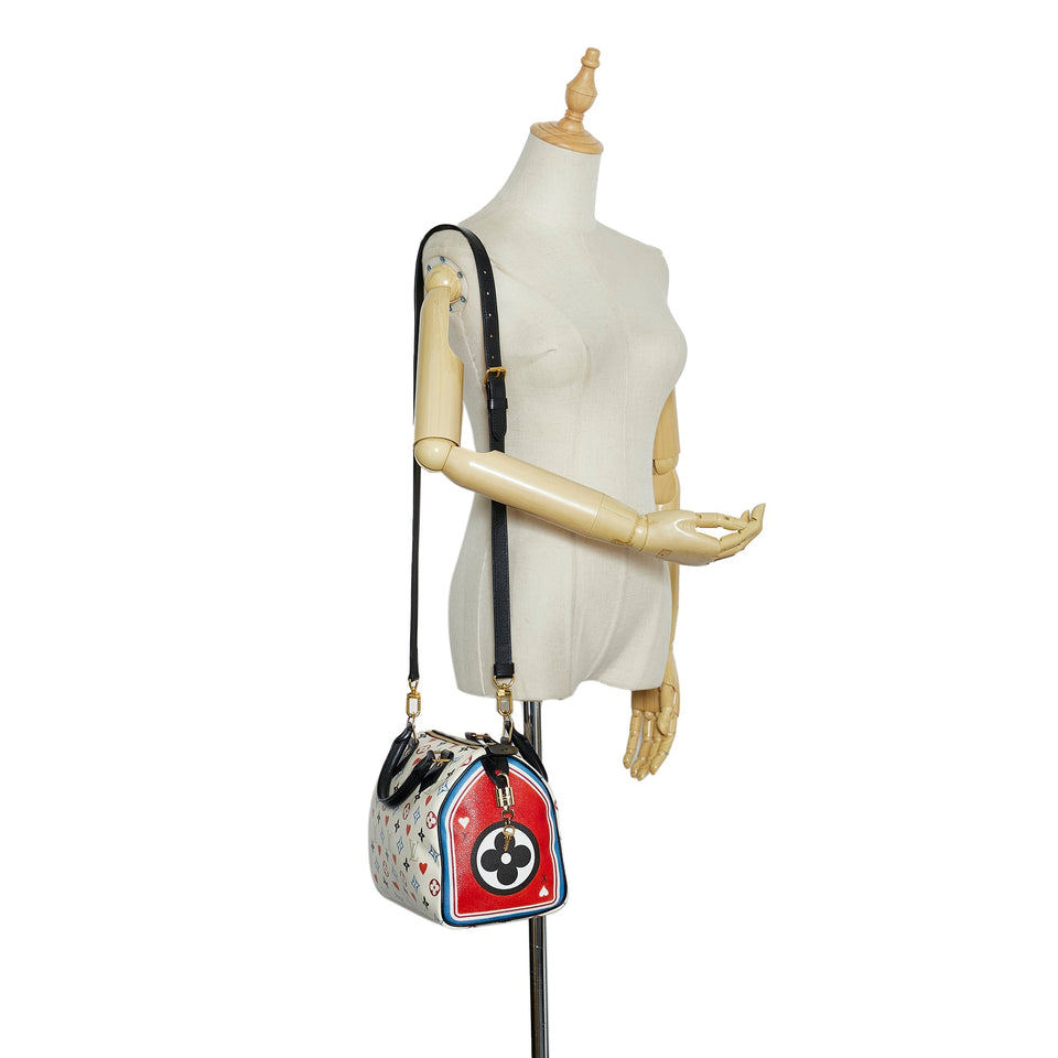 White Louis Vuitton Monogram Game On Speedy Bandouliere 25 Satchel