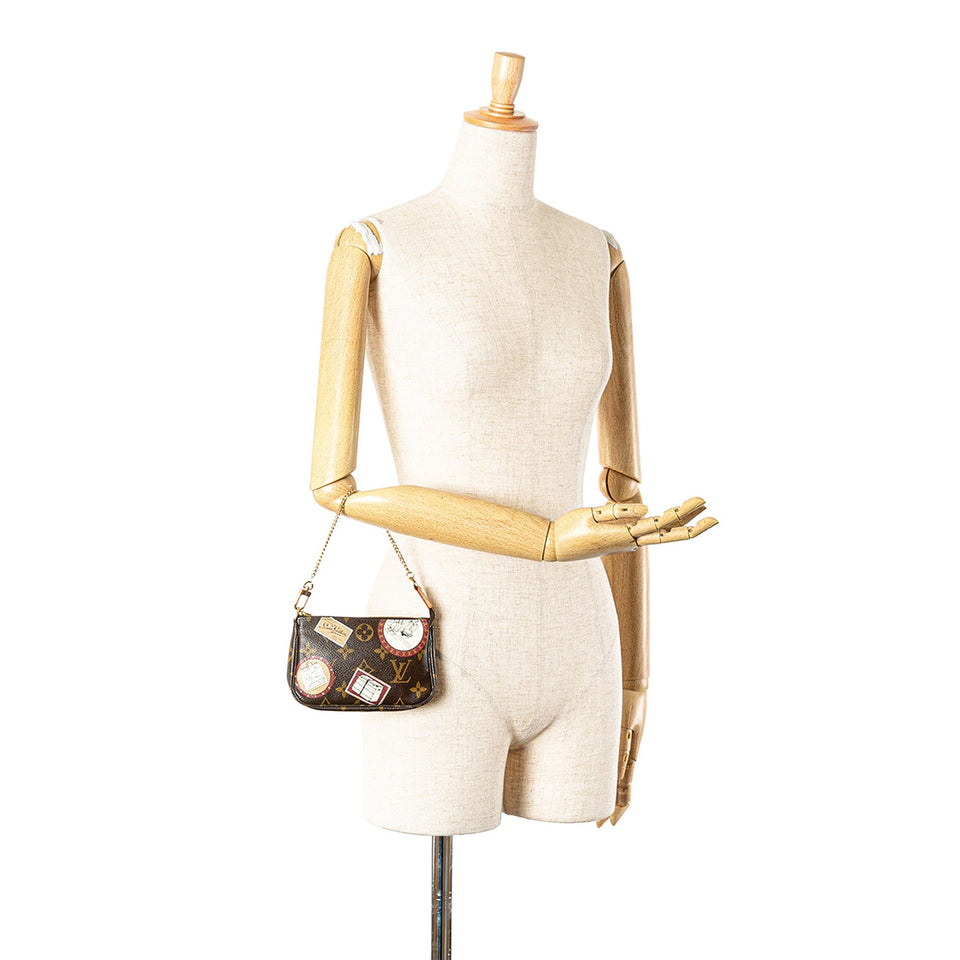 Brown Louis Vuitton Monogram Patch Mini Pochette Accessoires Handbag