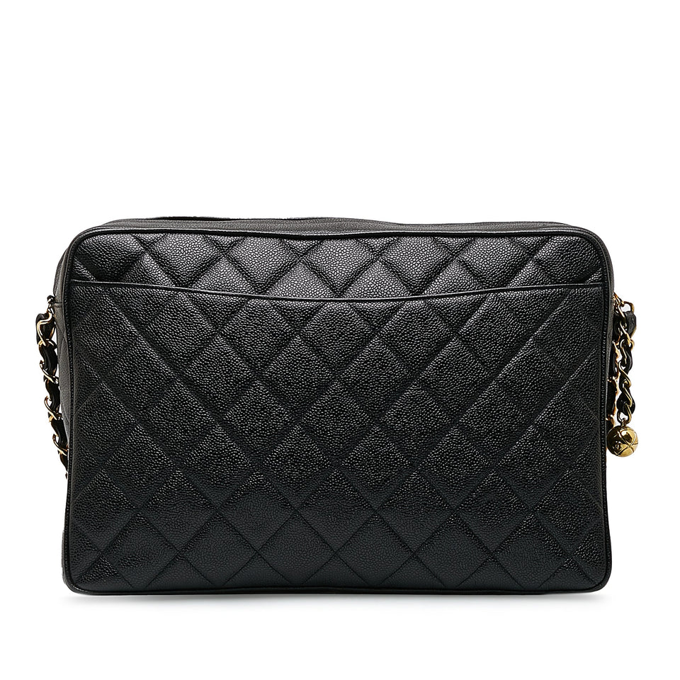 Chanel CC Chain Shoulder Bag Black Caviar Gold