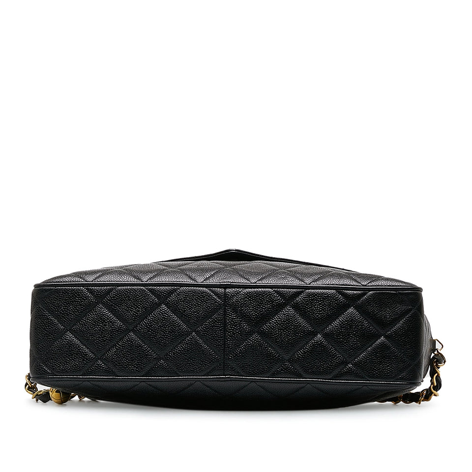 Chanel CC Chain Shoulder Bag Black Caviar Gold