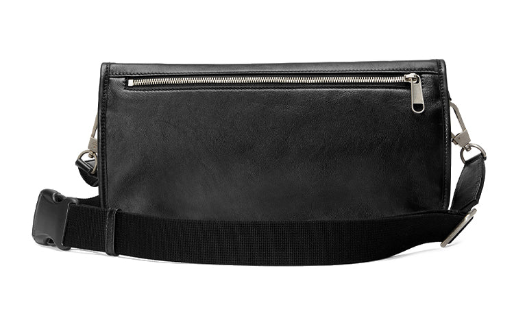 GUCCI Metallic Interlock Double G Soft Leather fanny pack Shoulder Messenger Bag Unisex / Black Classic 575837-1GZAX-1000