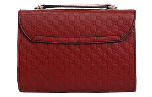GUCCI Leather Old Flower Logo Embossing Horsebit Chain Single-Shoulder Bag Small Red 449636-BMJ1G-6420