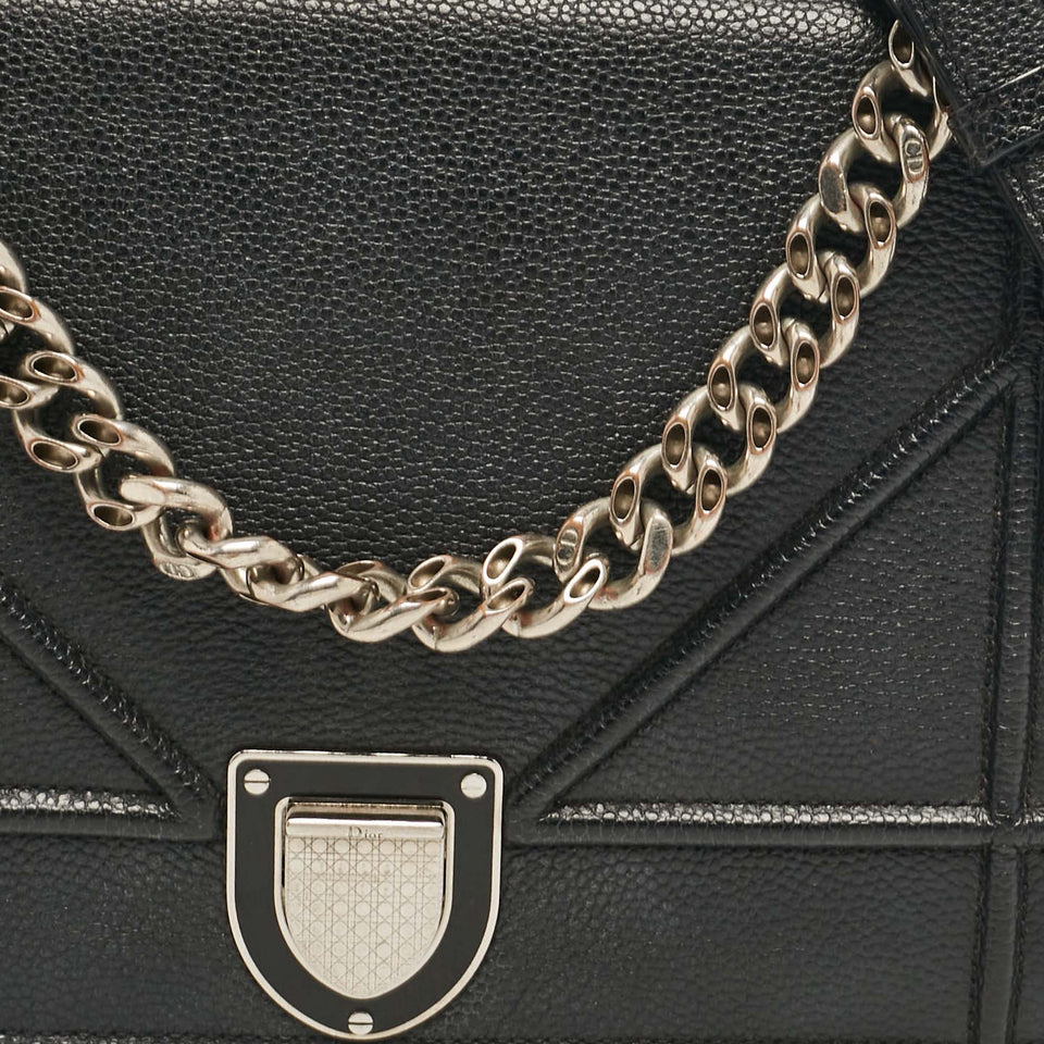 Dior Black Leather Medium Diorama Flap Shoulder Bag
