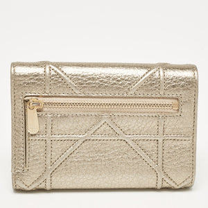 Dior Gold Leather Diorama Trifold Wallet