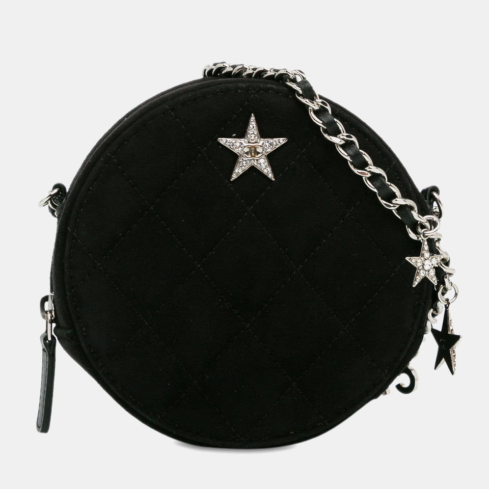 Suede Cocostellar Round Clutch on Chain