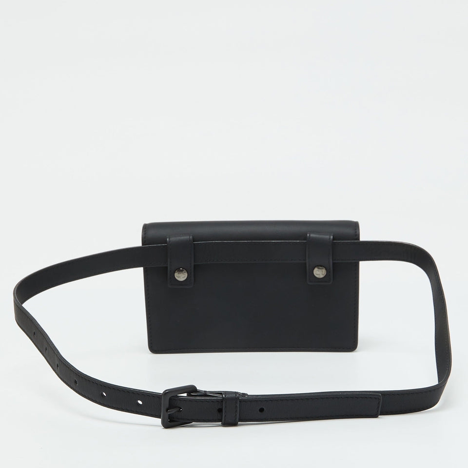 Dior Black Leather Saddle Flap Belt Bag