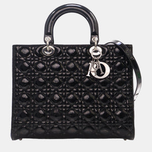 Black Large Patent Cannage Lady Dior