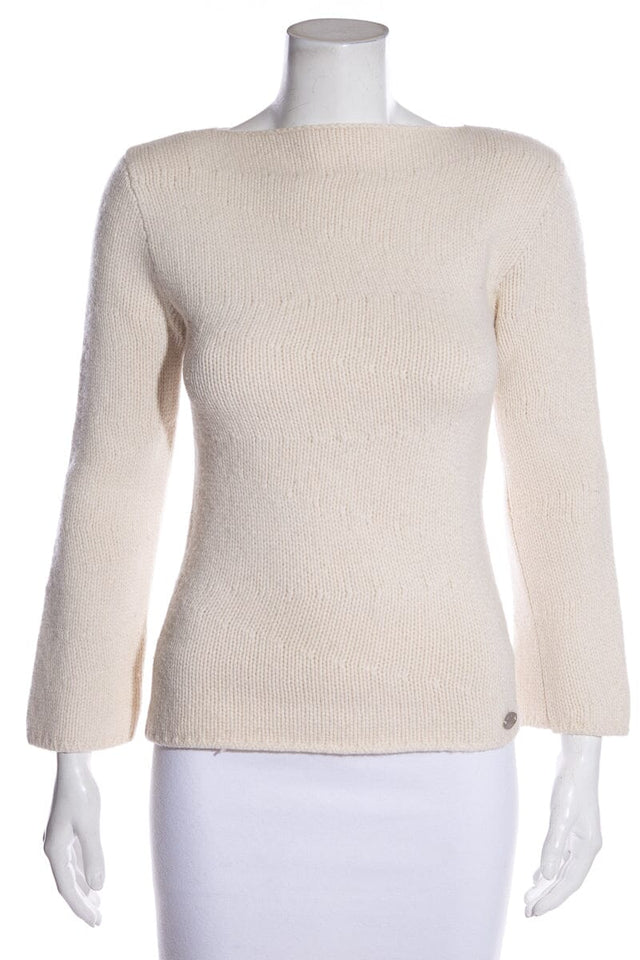 Chanel Cream Wool Boat Neck Sweater SZ 36