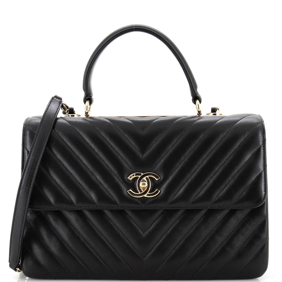 CHANEL Trendy CC Top Handle Bag Chevron Lambskin Medium