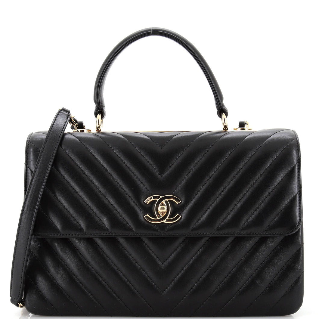 CHANEL Trendy CC Top Handle Bag Chevron Lambskin Medium
