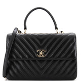 CHANEL Trendy CC Top Handle Bag Chevron Lambskin Medium