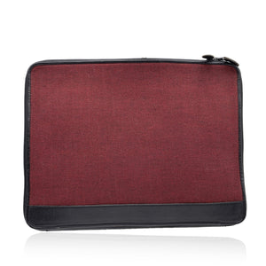 CHRISTIAN DIOR Vintage Burgundy Canvas And Black Leather Portfolio Bag