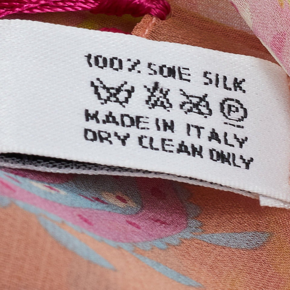 Dior Pink Paisley Print Silk Fringed Stole