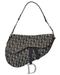 Dior Black Canvas Oblique Saddle Bag