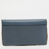 Dior Blue Leather Saddle Wallet On Chain