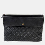 Black Caviar Pocket Large Clutch