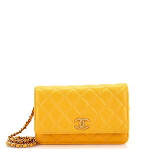 CHANEL Textured CC Wallet on Chain Quilted Lambskin