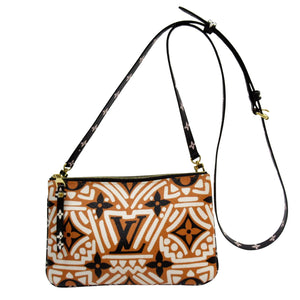 Louis Vuitton Double Zip  Canvas Clutch Bag