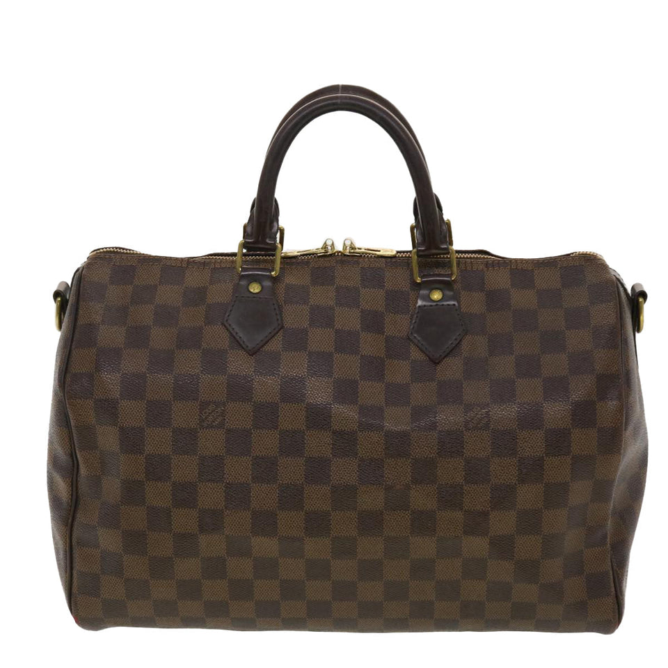 LOUIS VUITTON Damier Ebene Speedy Bandouliere 35 Hand Bag N41366 LV Auth 40583