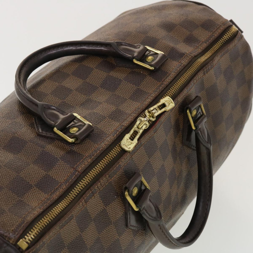 LOUIS VUITTON Damier Ebene Speedy Bandouliere 35 Hand Bag N41366 LV Auth 40583