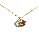 Gold Louis Vuitton Gold Plated Crystal Love Letter Necklace
